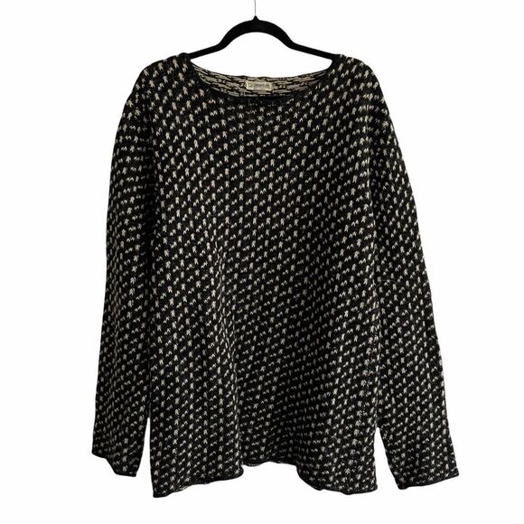 AS NORGE-SKI Vintage Wool Chunky Knit Sweater Black Cream XL/XXL